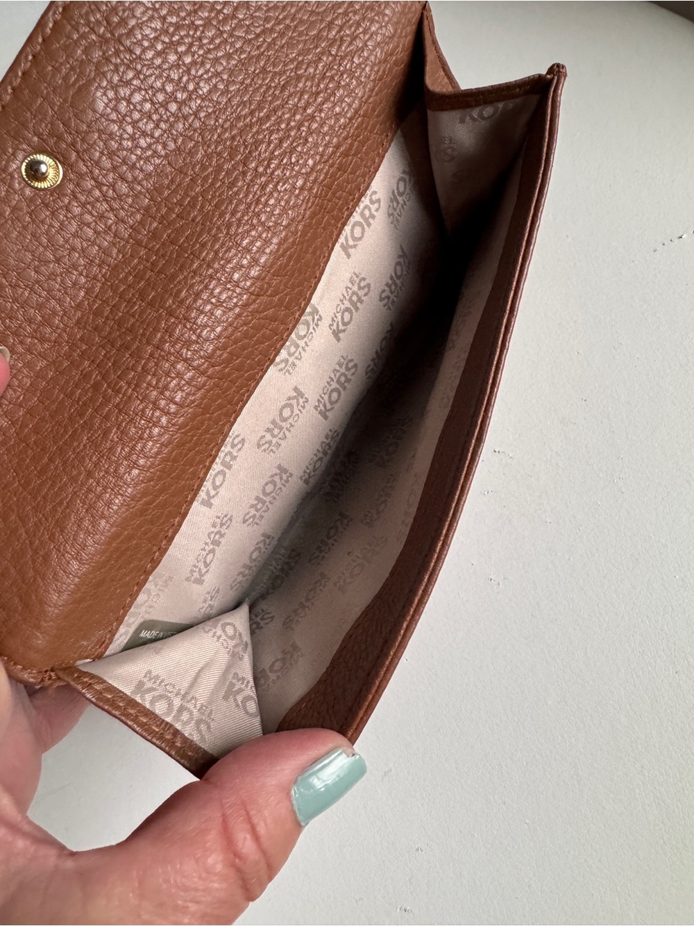 Michael Kors Two-Tone Brown Leather Snap Continental Wallet - Picture 3 of 7